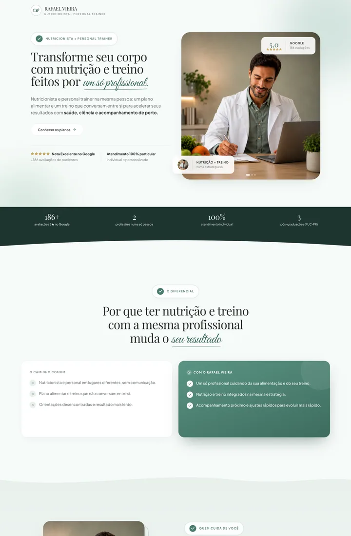 Modelo 4: Claro e natural, exemplo para nutrição e treino.